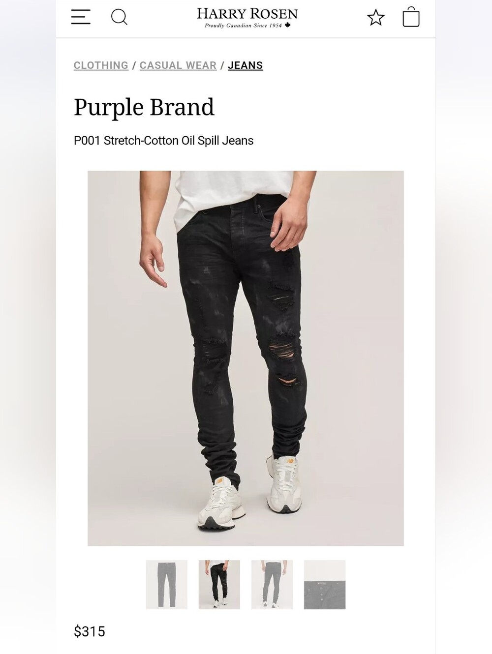 Purple Brand Oil Spill Jeans P001 Size 36